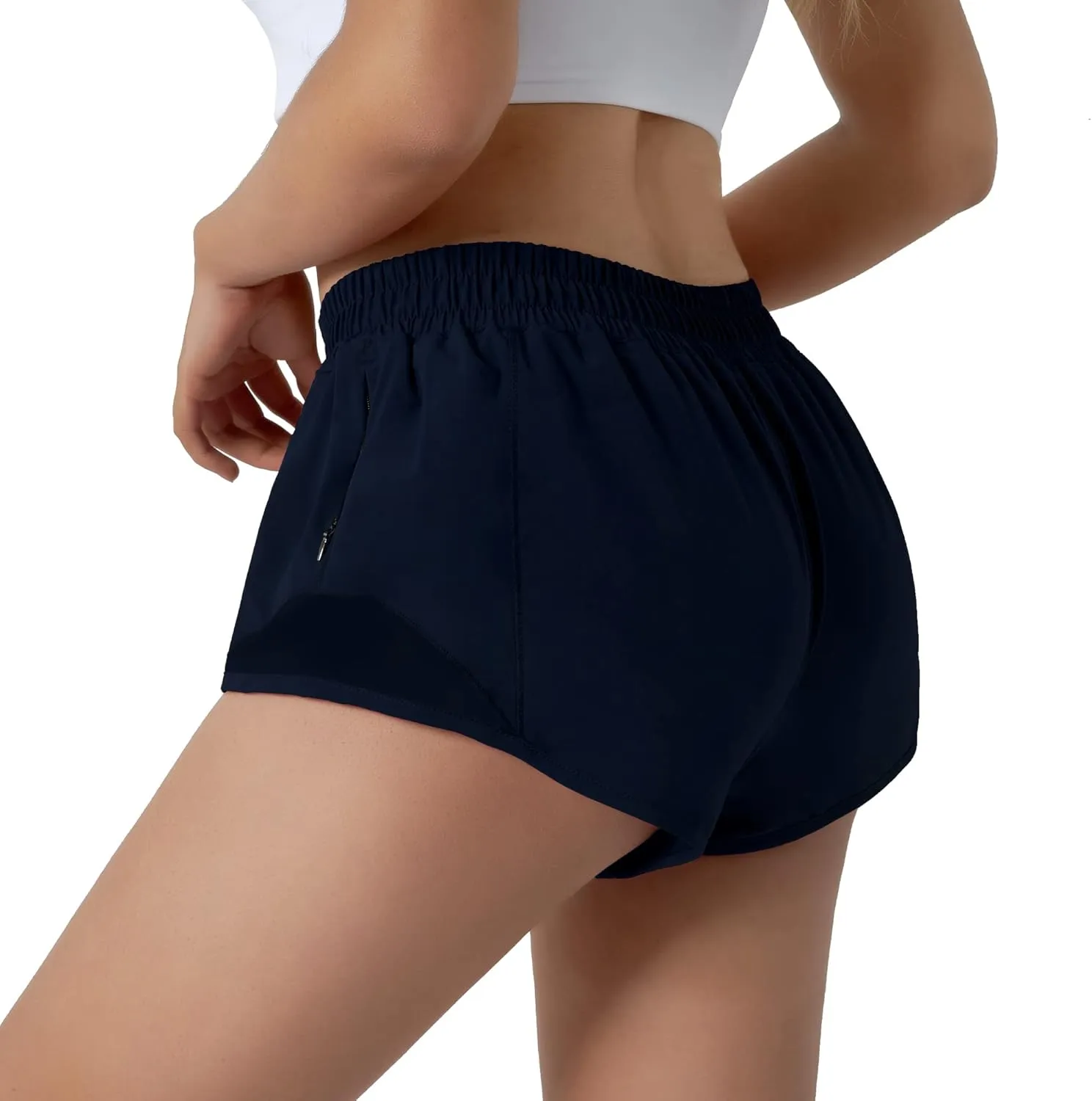 Aurefin Running Shorts for Women,Quick Dry Athletic Sports Shorts Lightweight Active Workout Gym Shorts with Zip Pocket