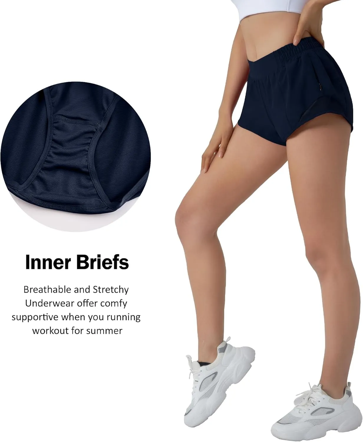 Aurefin Running Shorts for Women,Quick Dry Athletic Sports Shorts Lightweight Active Workout Gym Shorts with Zip Pocket