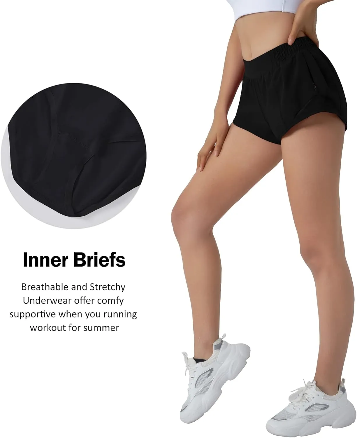 Aurefin Running Shorts for Women,Quick Dry Athletic Sports Shorts Lightweight Active Workout Gym Shorts with Zip Pocket