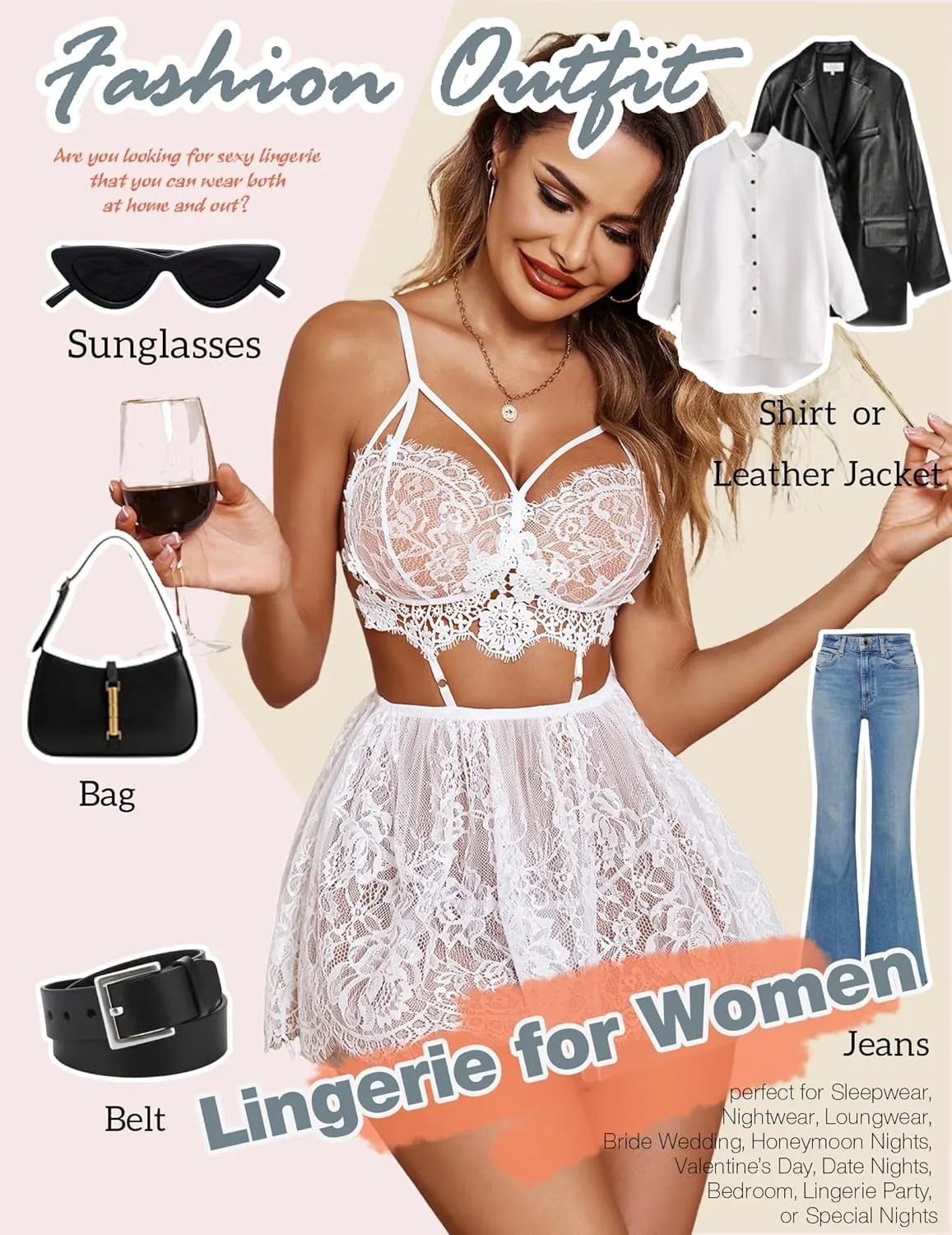 Avidlove Lingerie for Women Lace Babydoll Mesh Nightwear Chemise Nightie
