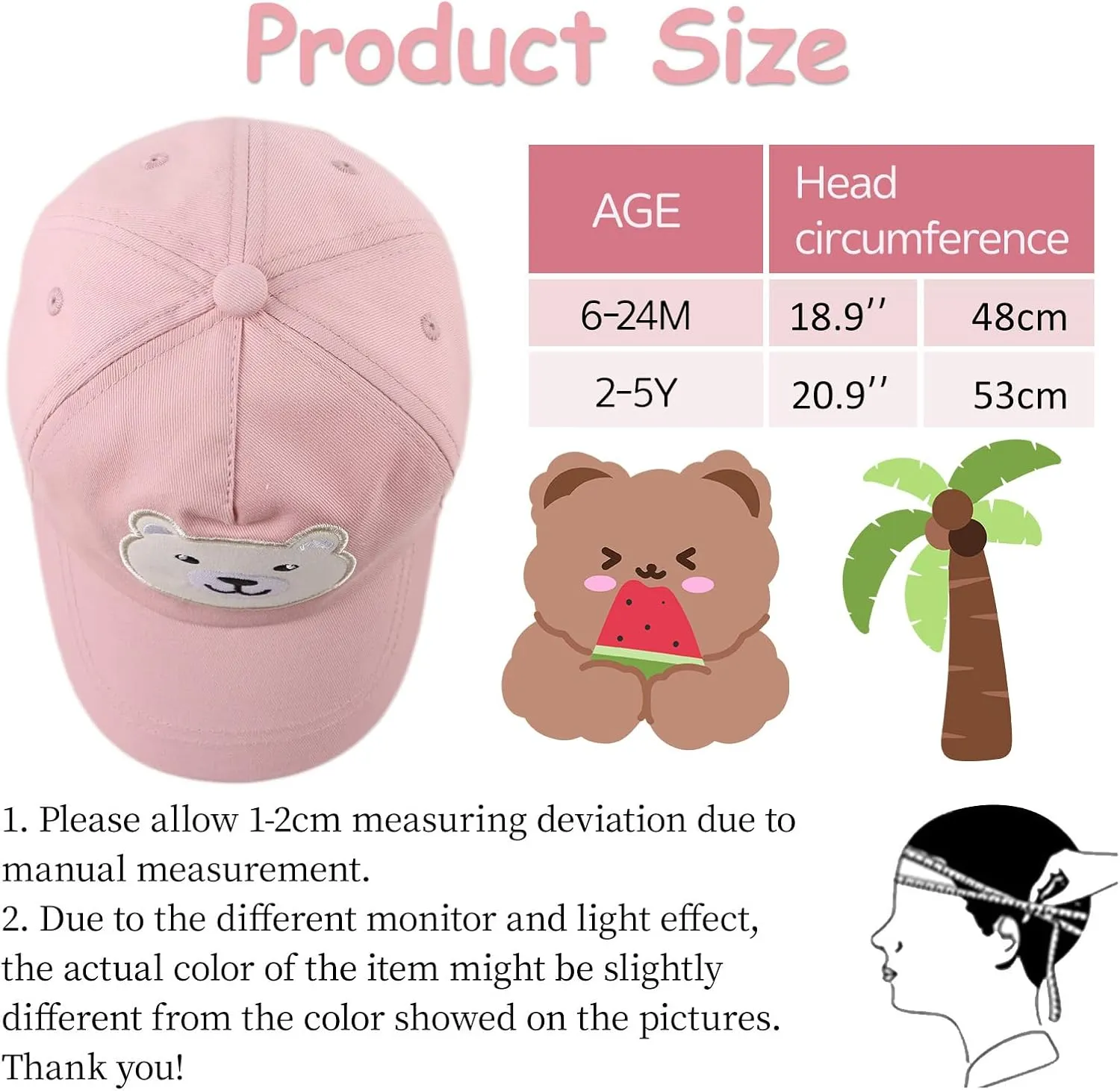 Baby Baseball Cap Toddler Boys Girls Sun Hat Kids Adjustable Cotton Caps Lightweight Trucker Hats