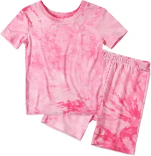 Baby Toddler Summer Short Pajamas Set Viscose Tie Dye Kids 2pcs Cool Sleepwear PJs Set 1-5T