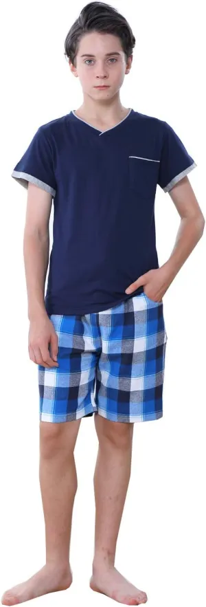 Big Boys Long Sleeve Plaid Pajamas Cotton Young Teens Sleepwear 10-16Years