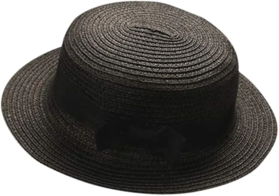 Boater Summer Beach Sun Hat UPF50  Girl Kids Wide Brim Straw Panama Sun Hat 1920s Straw Hat 20s Costume Accessory