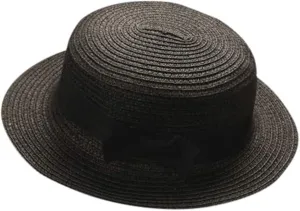 Boater Summer Beach Sun Hat UPF50  Girl Kids Wide Brim Straw Panama Sun Hat 1920s Straw Hat 20s Costume Accessory