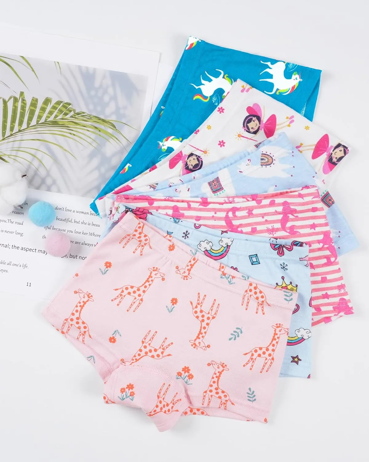 BOOPH Girls Underwear Baby Toddler Panties 5 Pack Briefs Boyshort for 2-8Y