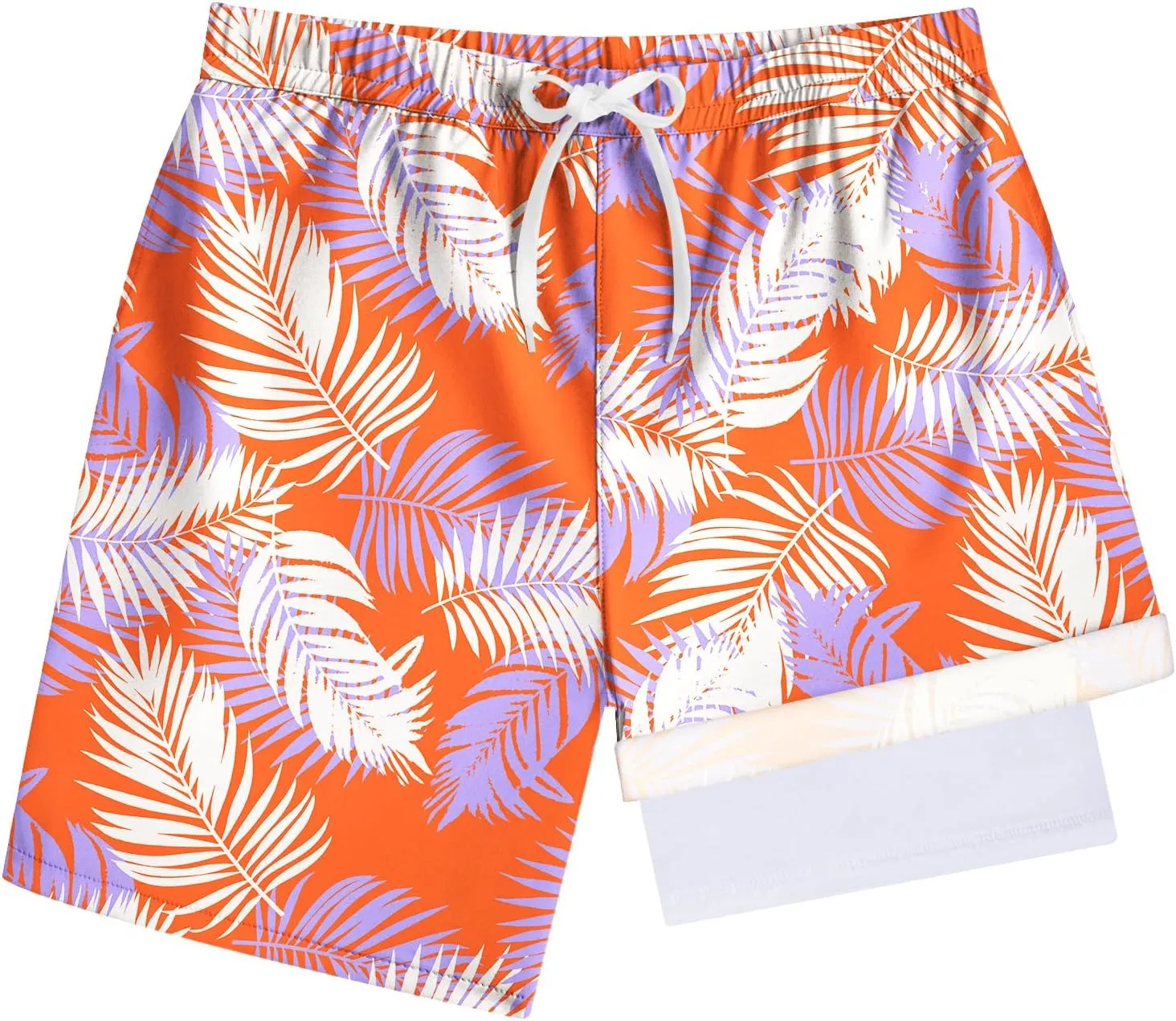 Boys Quick Dry Swim Trunks with Compression Liner 2 in 1 Beach Stretch Swim Shorts