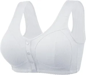 Bras for Older Women, 2025 New Front Closure Bras Push Up Bra No Underwire Plus Size Front Button Bra