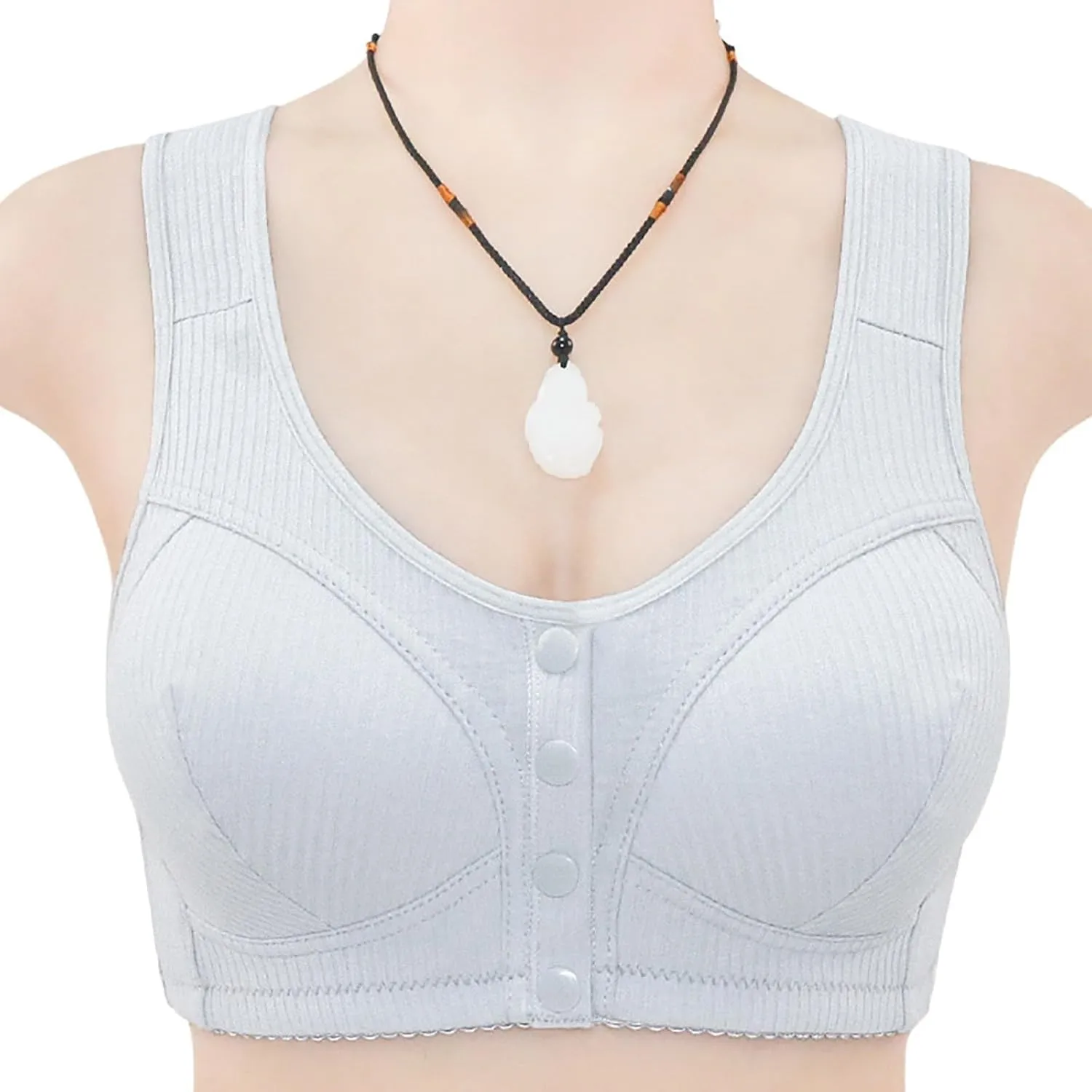 Bras for Older Women, 2025 New Front Closure Bras Push Up Bra No Underwire Plus Size Front Button Bra