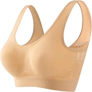 Breathable Sports Bras for Women 2025 Cooling Mesh Comfort Wireless Bra Solid Color Lift Up Air Bra Active Yoga Bra