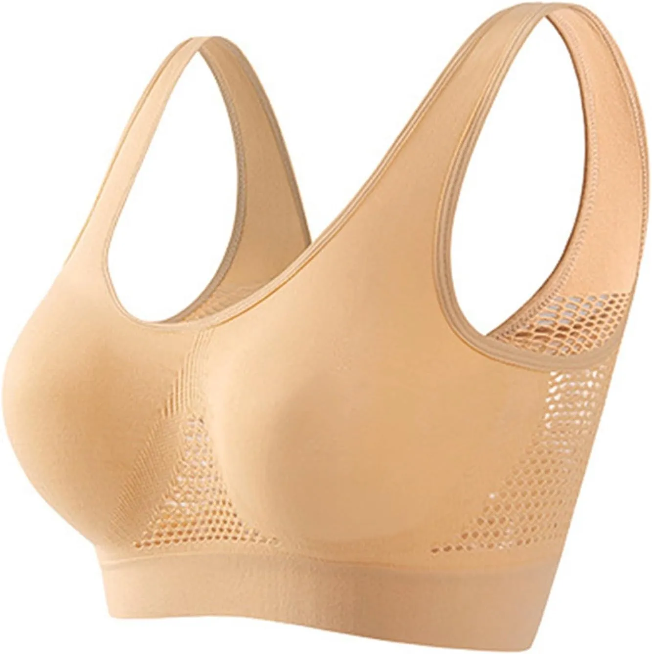 Breathable Sports Bras for Women 2025 Cooling Mesh Comfort Wireless Bra Solid Color Lift Up Air Bra Active Yoga Bra