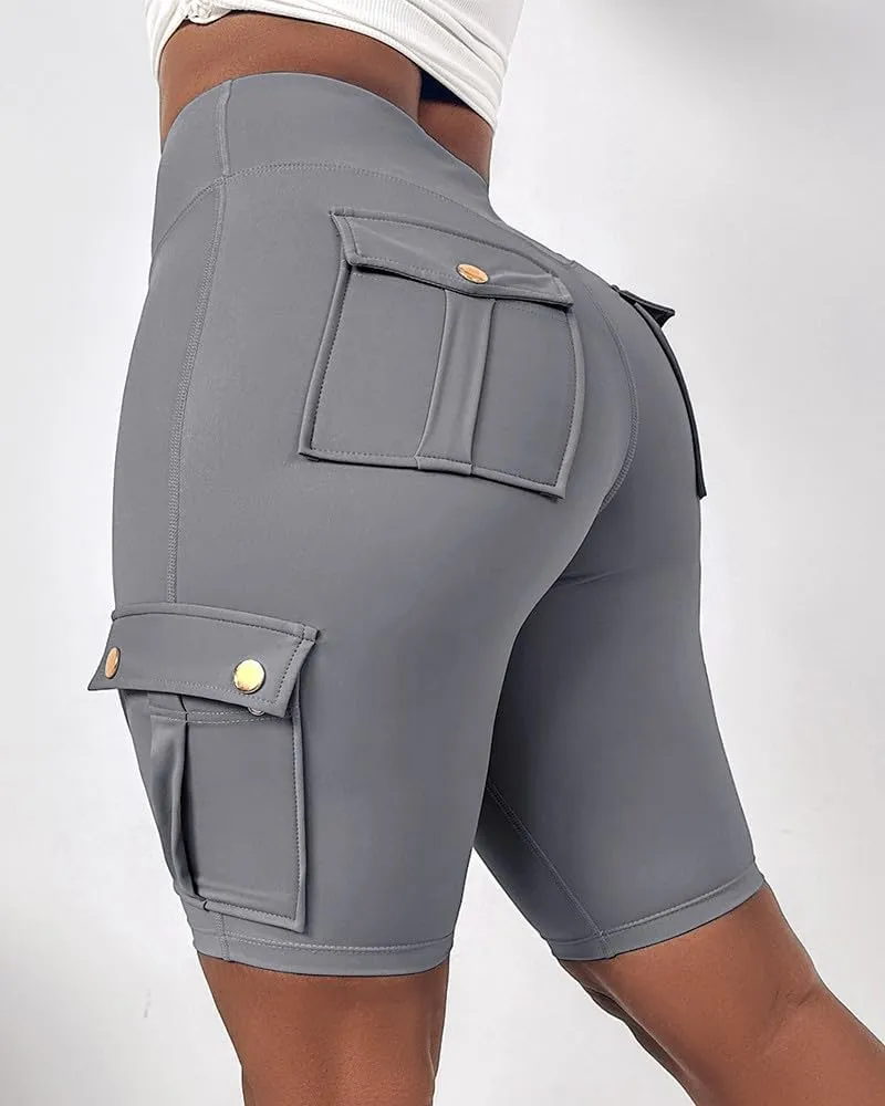 Butt Lifting Scrunch Workout Shorts Women Cargo Yoga Shorts Charm Gym Biker Short High Waist Tummy Control Leggings