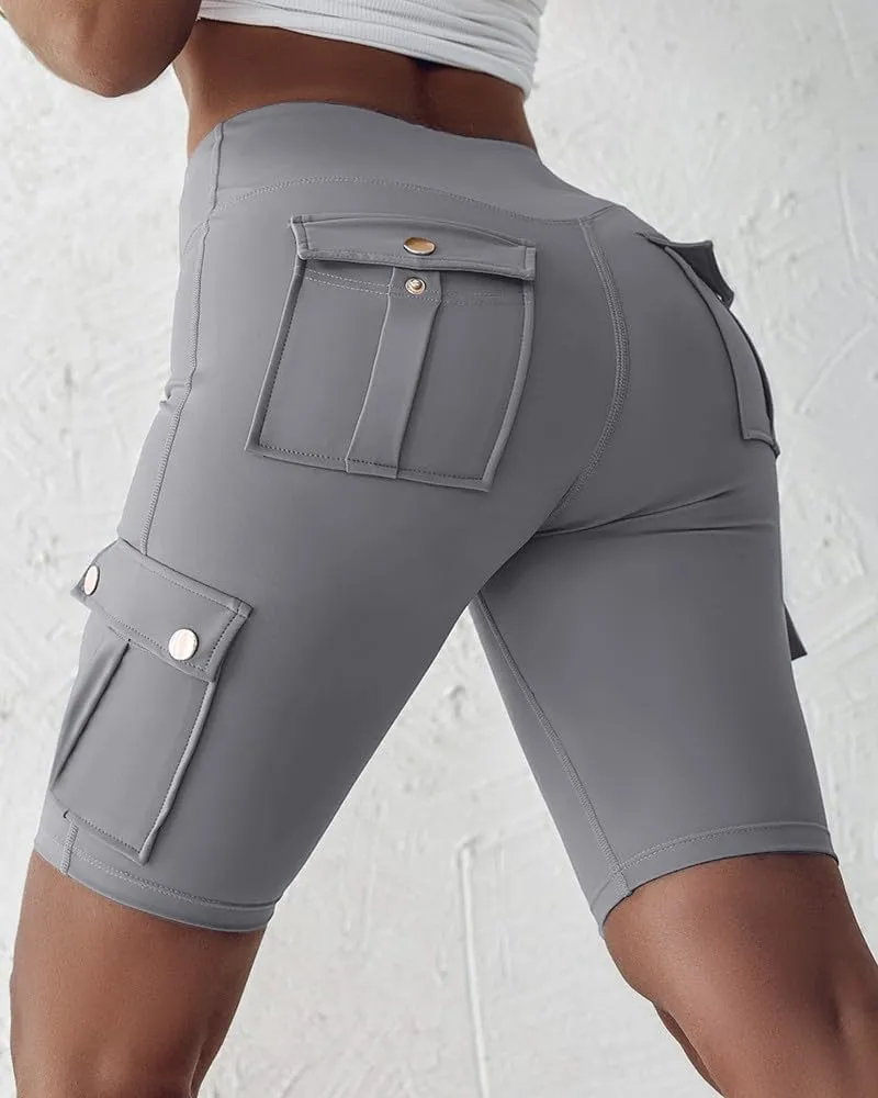 Butt Lifting Scrunch Workout Shorts Women Cargo Yoga Shorts Charm Gym Biker Short High Waist Tummy Control Leggings