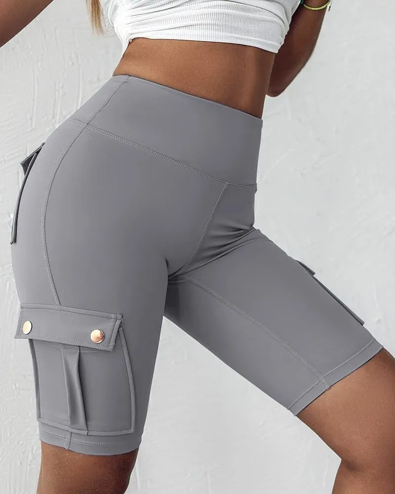 Butt Lifting Scrunch Workout Shorts Women Cargo Yoga Shorts Charm Gym Biker Short High Waist Tummy Control Leggings