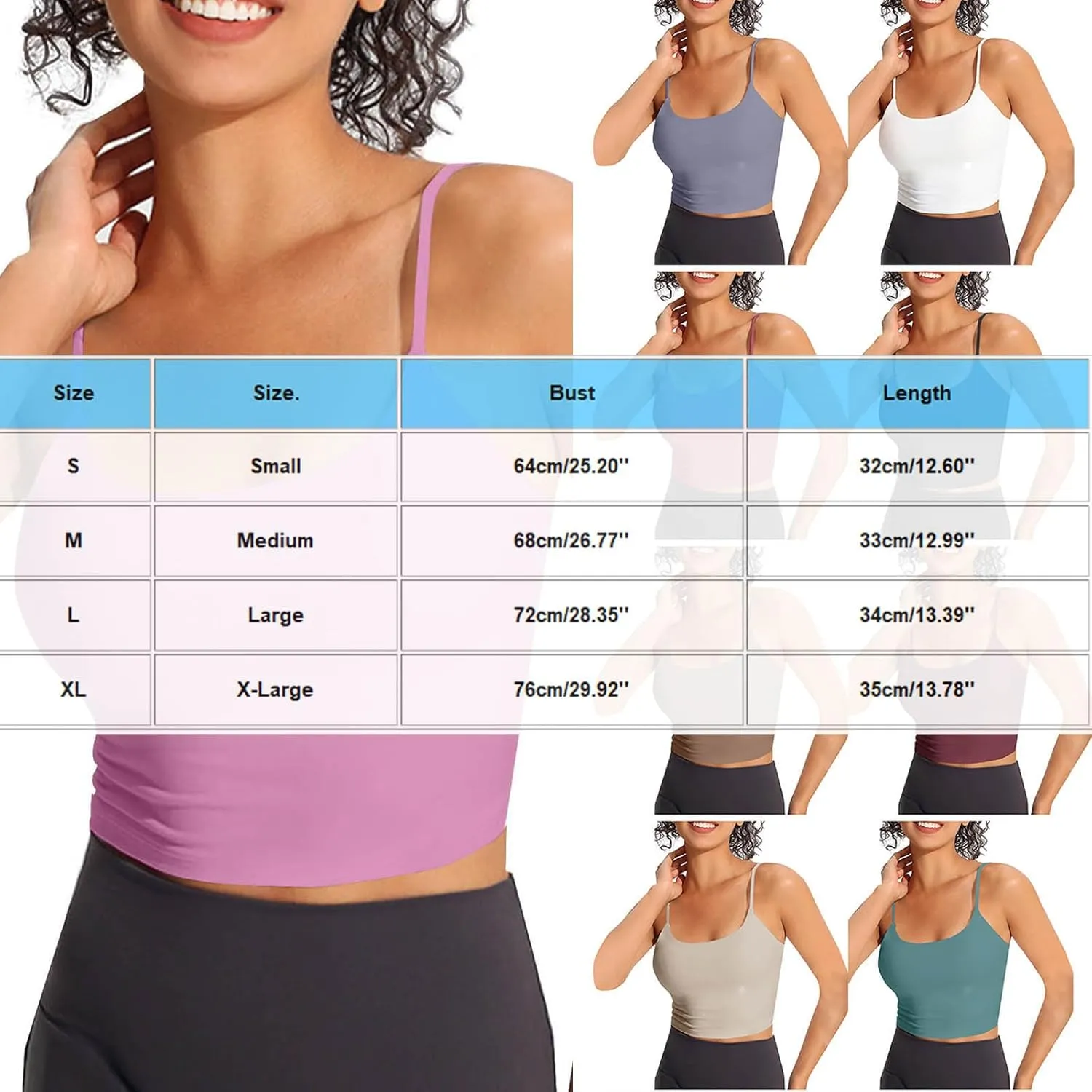 Camisole Top for Women with Bulit in Removable Bra Summer Spaghetti Strap Tanks Womens Workout Yoga Basic Cami Vest