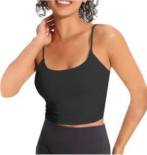Camisole Top for Women with Bulit in Removable Bra Summer Spaghetti Strap Tanks Womens Workout Yoga Basic Cami Vest