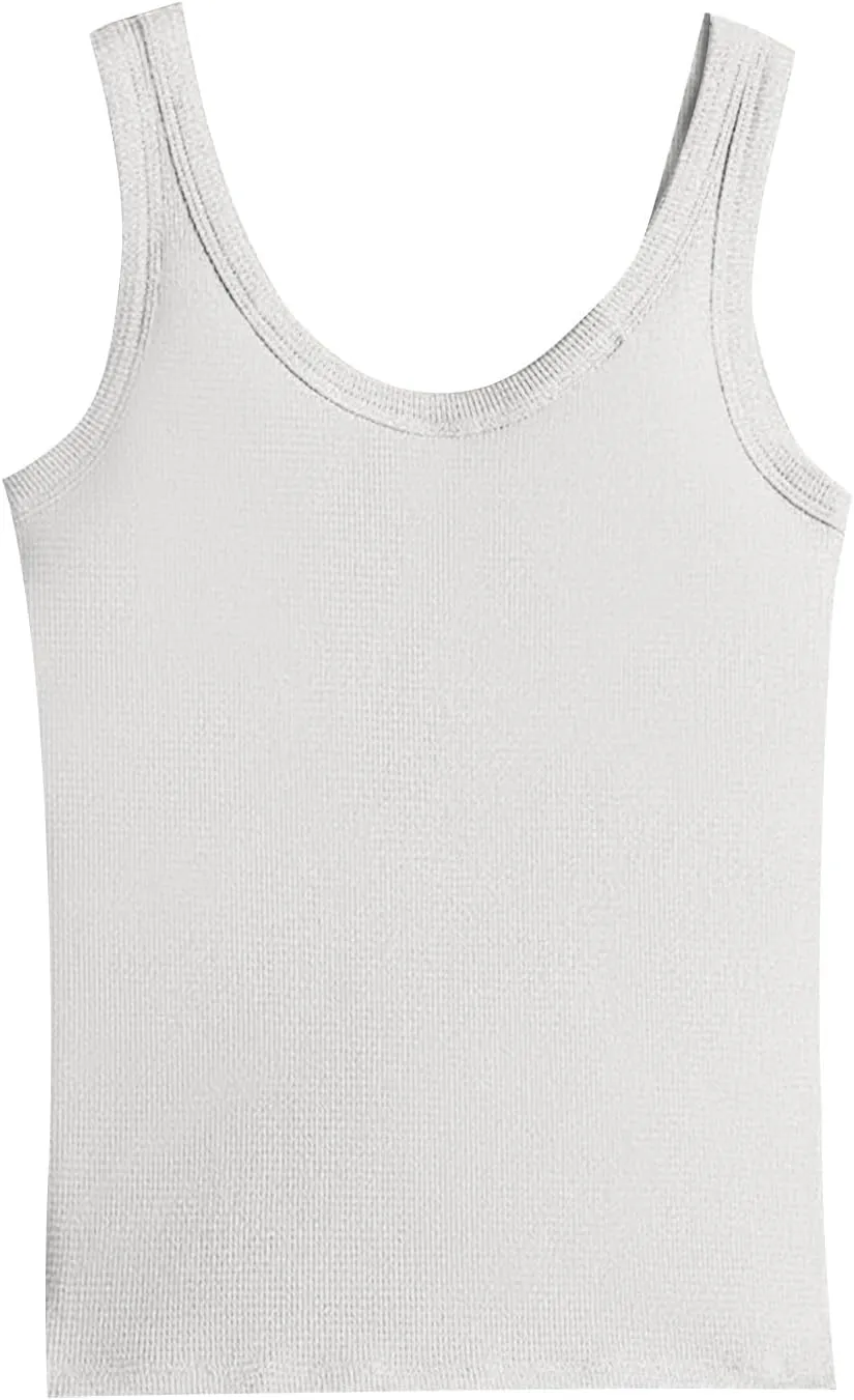 Camisole Tops for Women 2025 Summer Scoop Ncvk Spaghetti Strap Tank Top with Built in Bra Womens Sleeveless Shirts