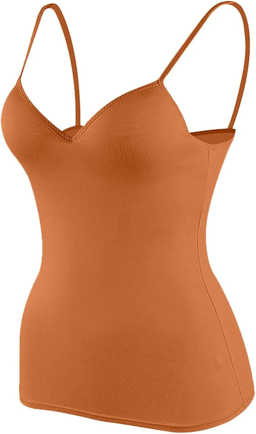 Camisole Tops for Women Wtih Shelf Bra Spaghetti Straps Workout Yoga Shirts Stretch Tank Tops Layer Padded Bra