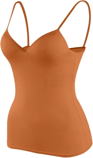 Camisole Tops for Women Wtih Shelf Bra Spaghetti Straps Workout Yoga Shirts Stretch Tank Tops Layer Padded Bra