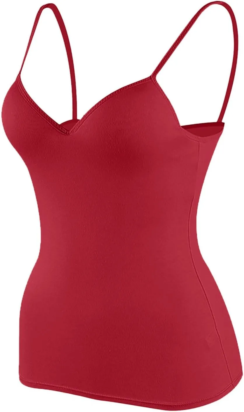 Camisole Tops for Women Wtih Shelf Bra Spaghetti Straps Workout Yoga Shirts Stretch Tank Tops Layer Padded Bra