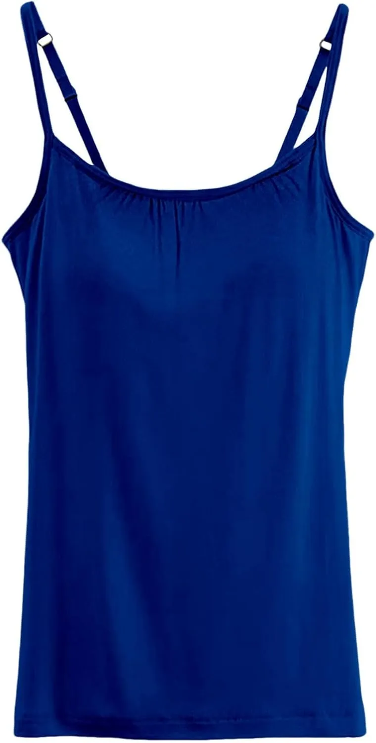 Camisole Tops with Built in Bra for Women Summer Modal Casual Running Layering Fitness Workout Outfits Shirts Cami
