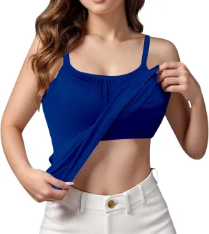 Camisole Tops with Built in Bra for Women Summer Modal Casual Running Layering Fitness Workout Outfits Shirts Cami