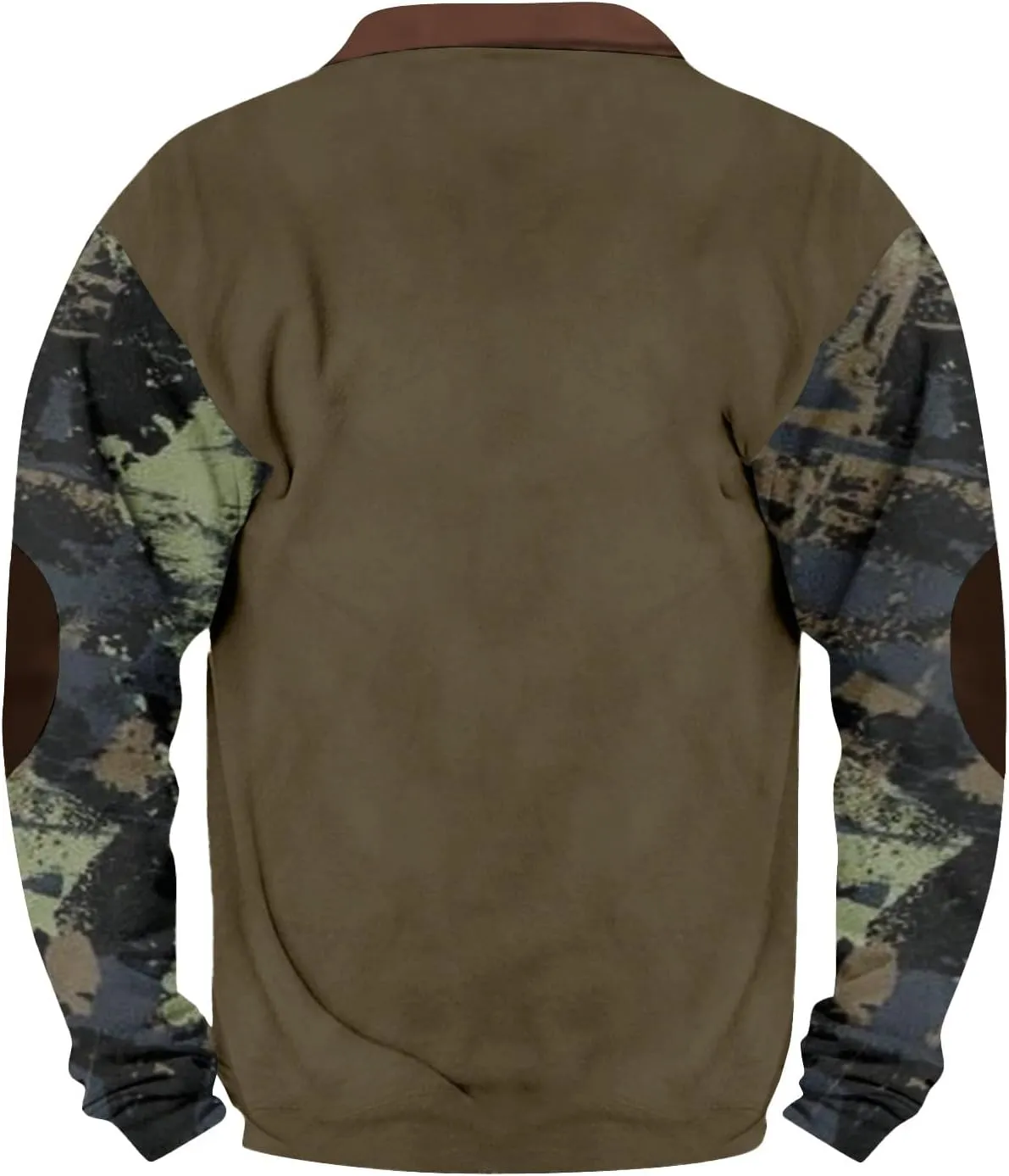Camoflauge Quarter Zip Sweatshirt Men Plus Size Military Long Sleeve Fall Camouflage Pullover Sweatshirts