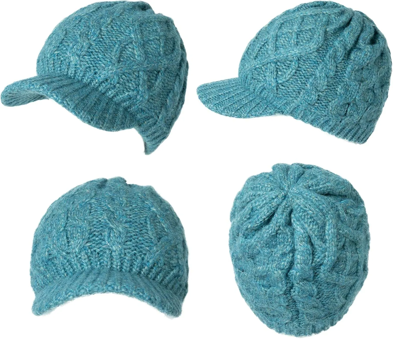 Comhats Womens Winter Wool Newsboy Hats Knitted Billed Crochet Beanies with Brim Skull Visors Ski Casual
