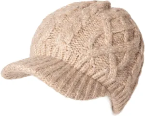 Comhats Womens Winter Wool Newsboy Hats Knitted Billed Crochet Beanies with Brim Skull Visors Ski Casual