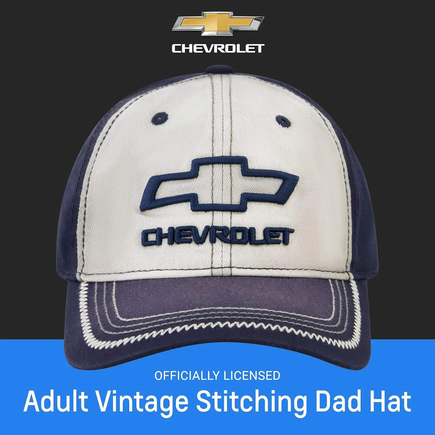 Concept One Chevrolet Dad Hat, Logo Cotton Adjustable Baseball Cap with Curved Brim