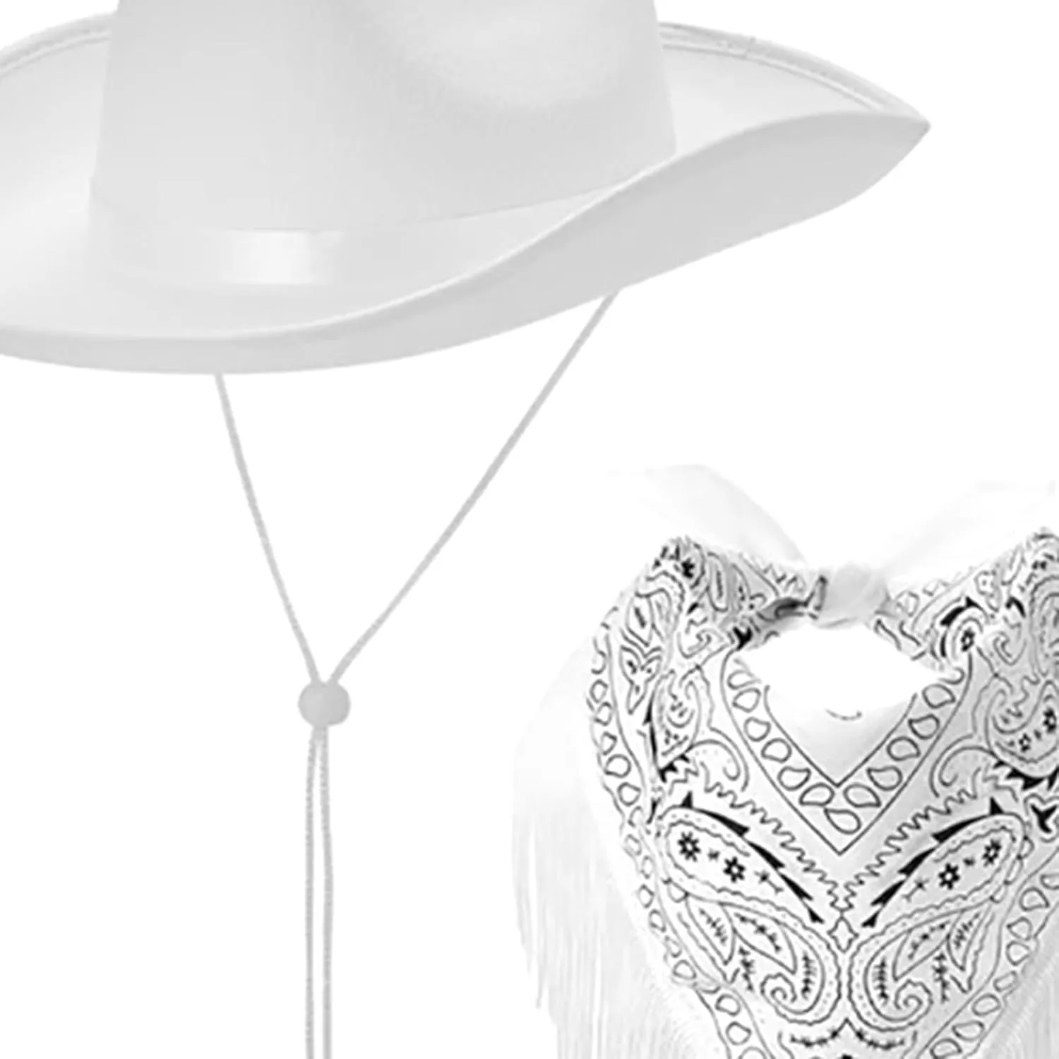 Cowboy Hat, Panama Headwear, Wide Brim Sun Hat, Cowgirl Hat And Bandana for Club Party, Stage Show,
