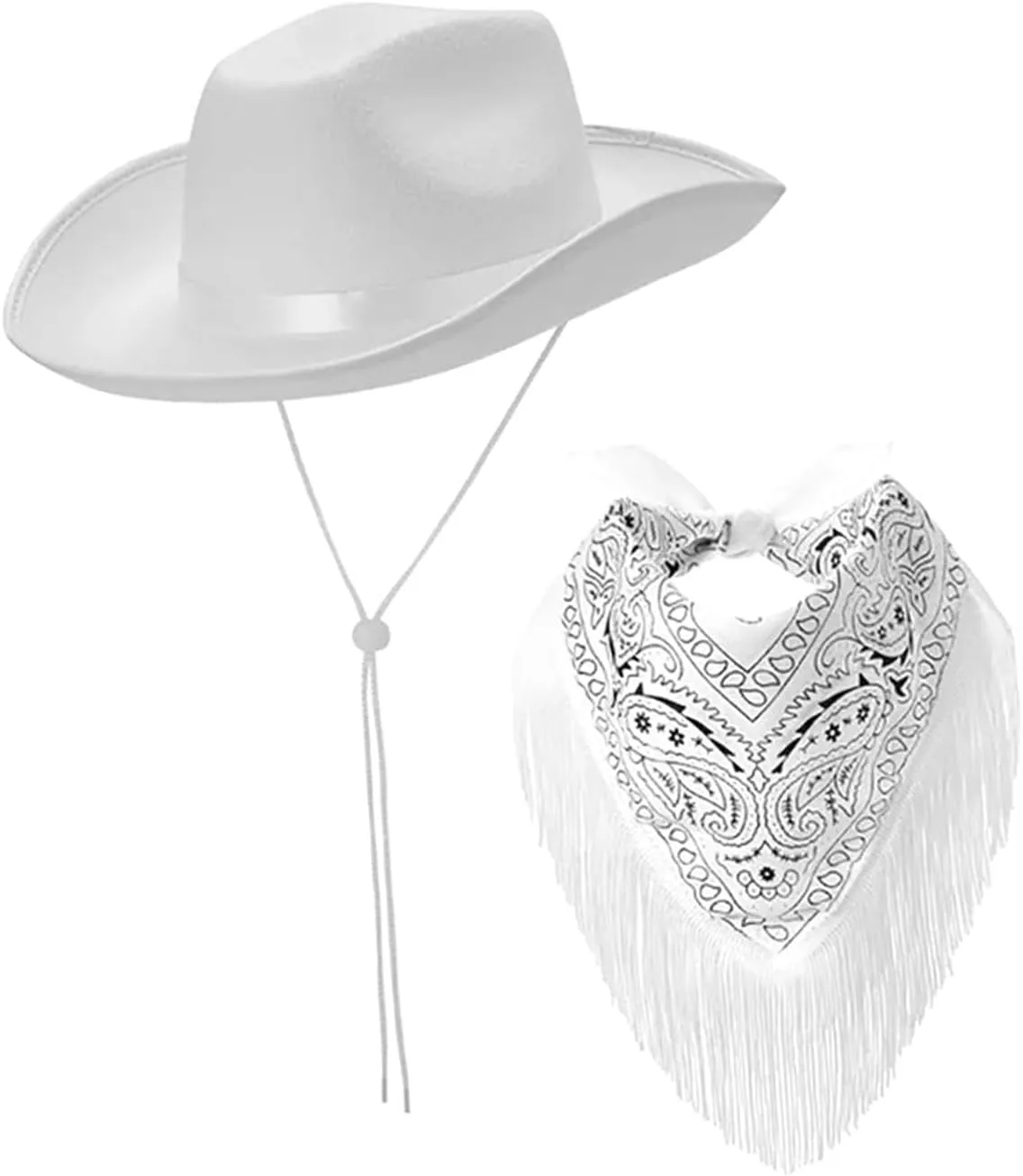 Cowboy Hat, Panama Headwear, Wide Brim Sun Hat, Cowgirl Hat And Bandana for Club Party, Stage Show,