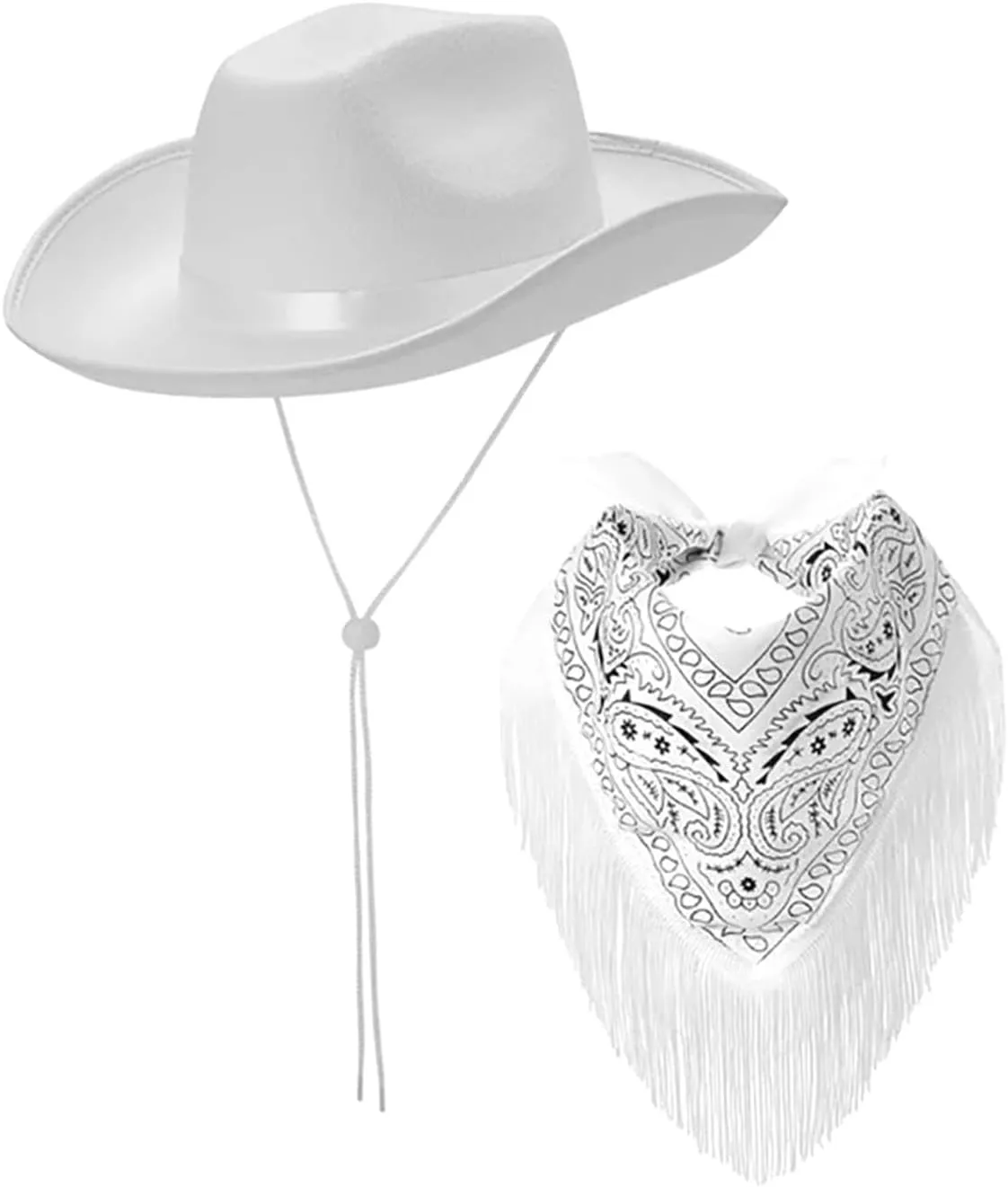 Cowboy Hat, Panama Headwear, Wide Brim Sun Hat, Cowgirl Hat And Bandana for Club Party, Stage Show,