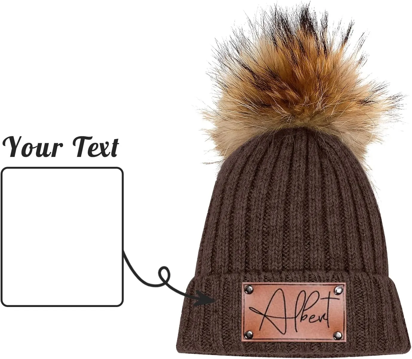 Custom Baby Beanies Winter Hats for Boys Girls - Personalized Pompom Toddler Beanies with Name for Kids Adults