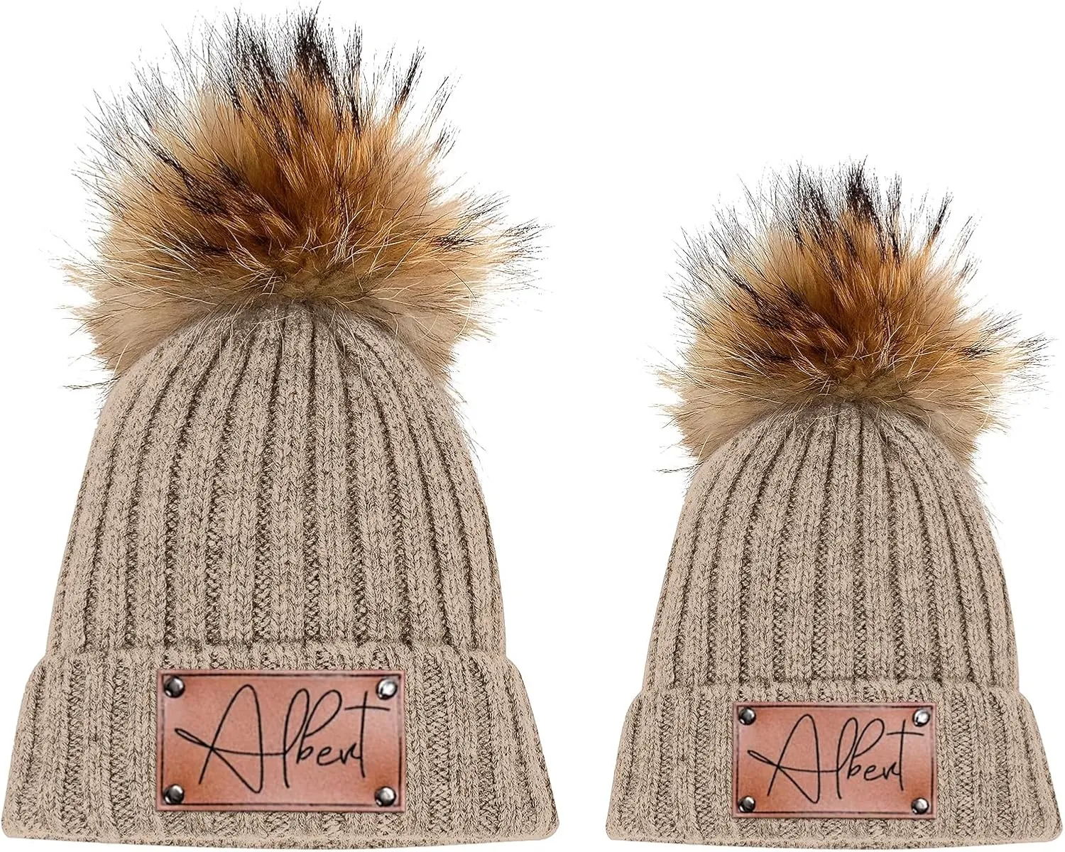 Custom Baby Beanies Winter Hats for Boys Girls - Personalized Pompom Toddler Beanies with Name for Kids Adults