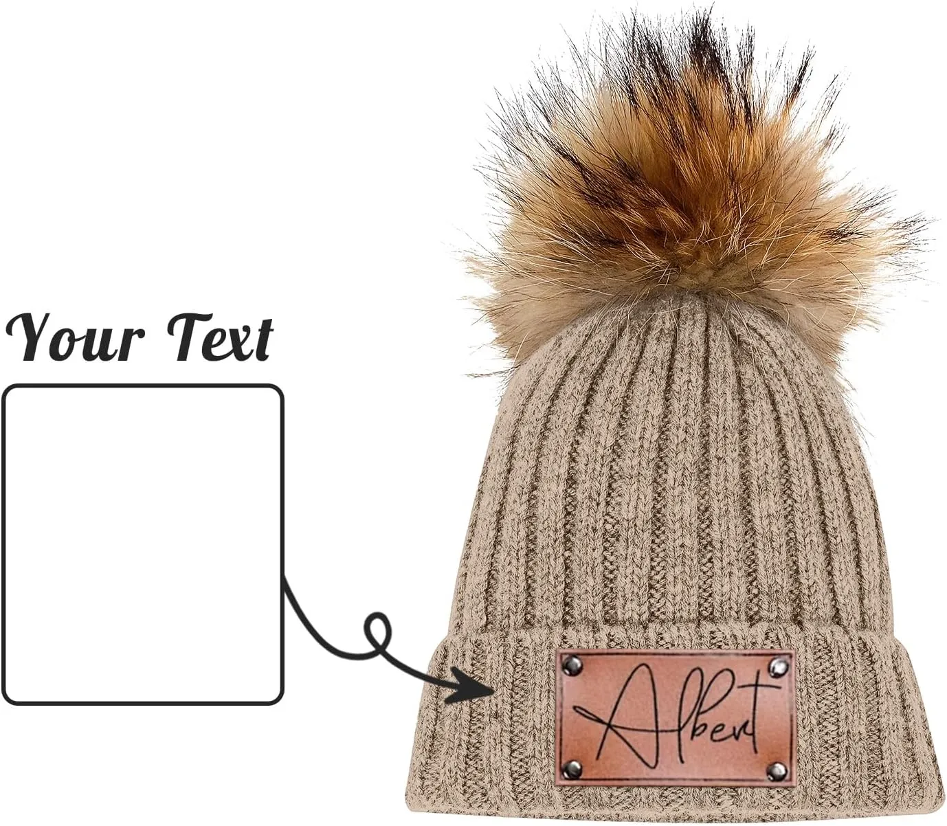 Custom Baby Beanies Winter Hats for Boys Girls - Personalized Pompom Toddler Beanies with Name for Kids Adults