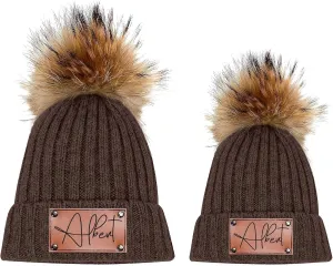 Custom Baby Beanies Winter Hats for Boys Girls - Personalized Pompom Toddler Beanies with Name for Kids Adults