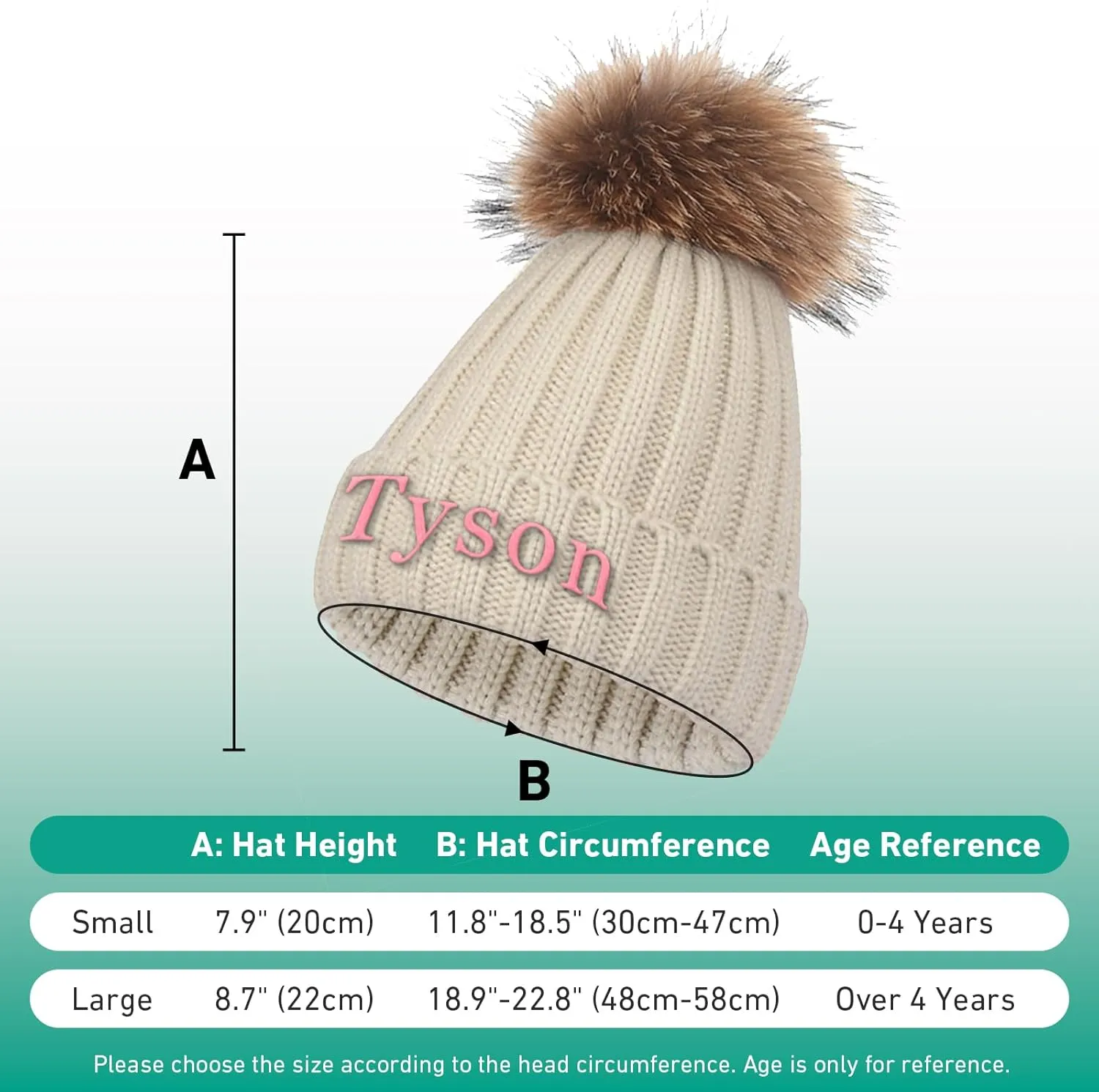 Custom Winter Beanie Hat, Customized Name Pom Pom Beanies Cap, Matching Knitted Hats for Baby Kid Adult