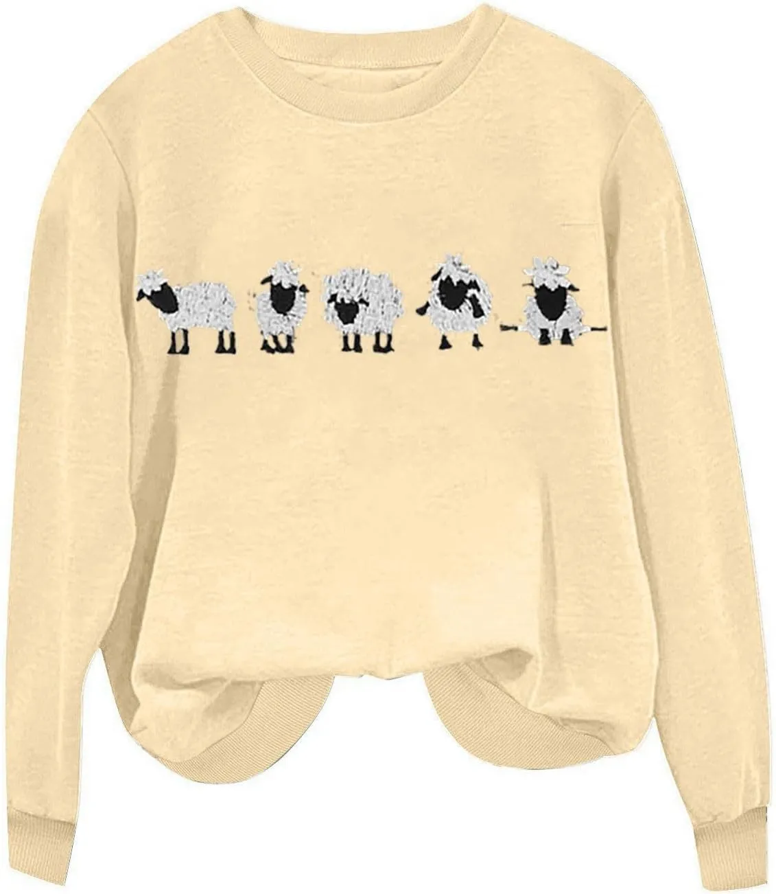 Cute Farm Animal Sweatshirt for Womens Funny Cute Sheep Animal Graphic Shirts Long Sleeve Crewneck Pullover Tops