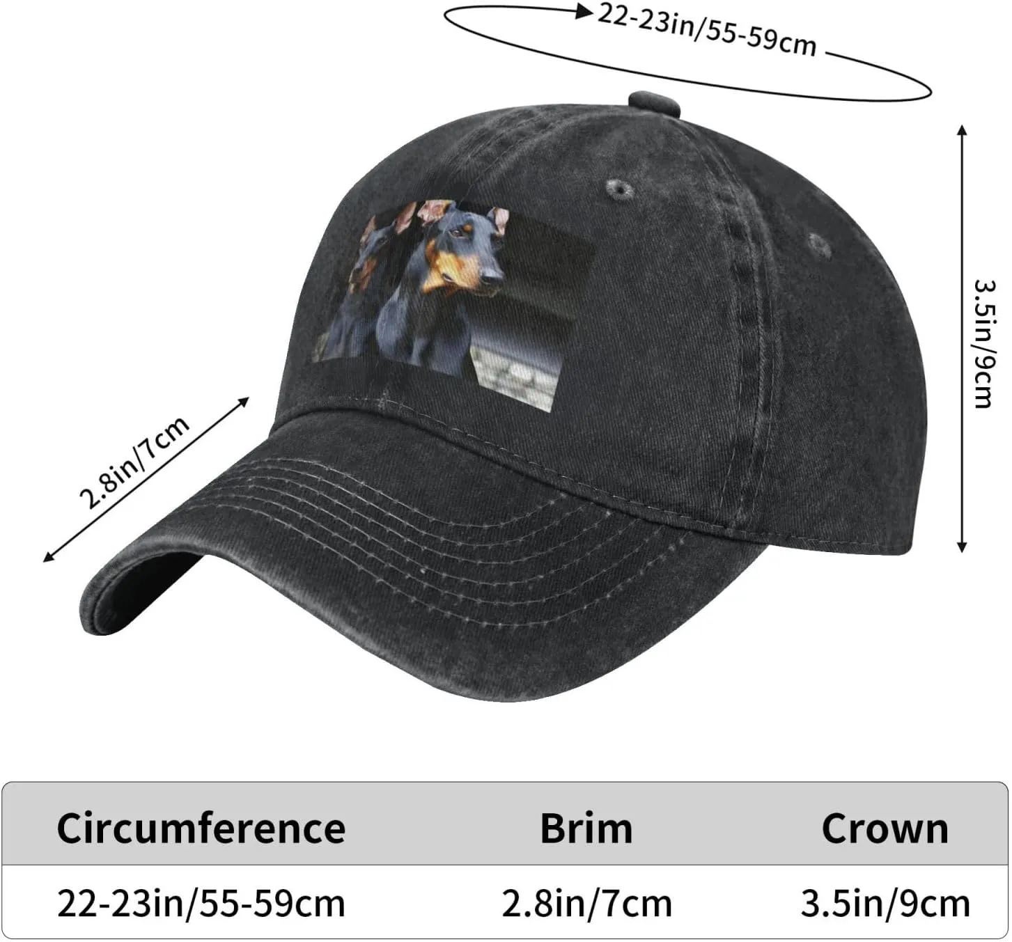 Doberman Unisex Baseball Cap Breathable Cotton Trucker Hat Classic Denim Dad Hat Summer Sun Hat
