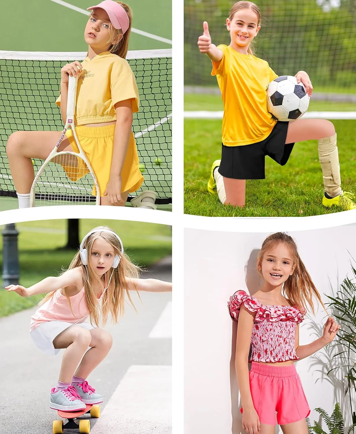 DOCUMO Girl's Athletic Shorts with Liner Zipper Pockets Quick Dry Running Shorts Sports Active Shorts for Teen Girls