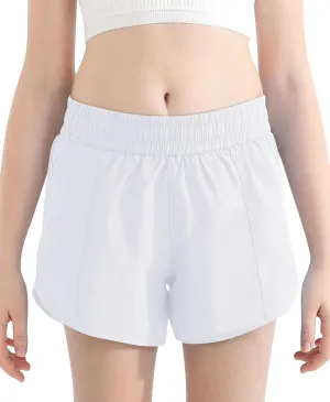 DOCUMO Girl's Athletic Shorts with Liner Zipper Pockets Quick Dry Running Shorts Sports Active Shorts for Teen Girls