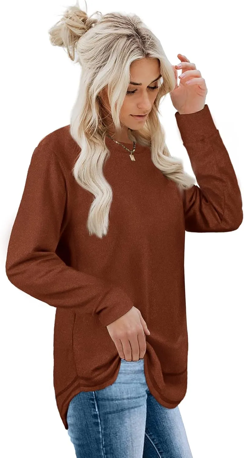 Dofaoo Sweatshirts for Women Crewneck Long Sleeve Shirts Tunic Tops for Leggings Fall Fashion