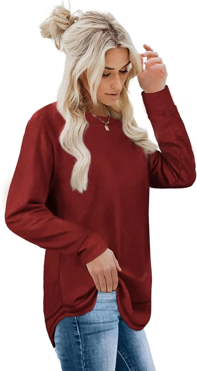 Dofaoo Sweatshirts for Women Crewneck Long Sleeve Shirts Tunic Tops for Leggings Fall Fashion