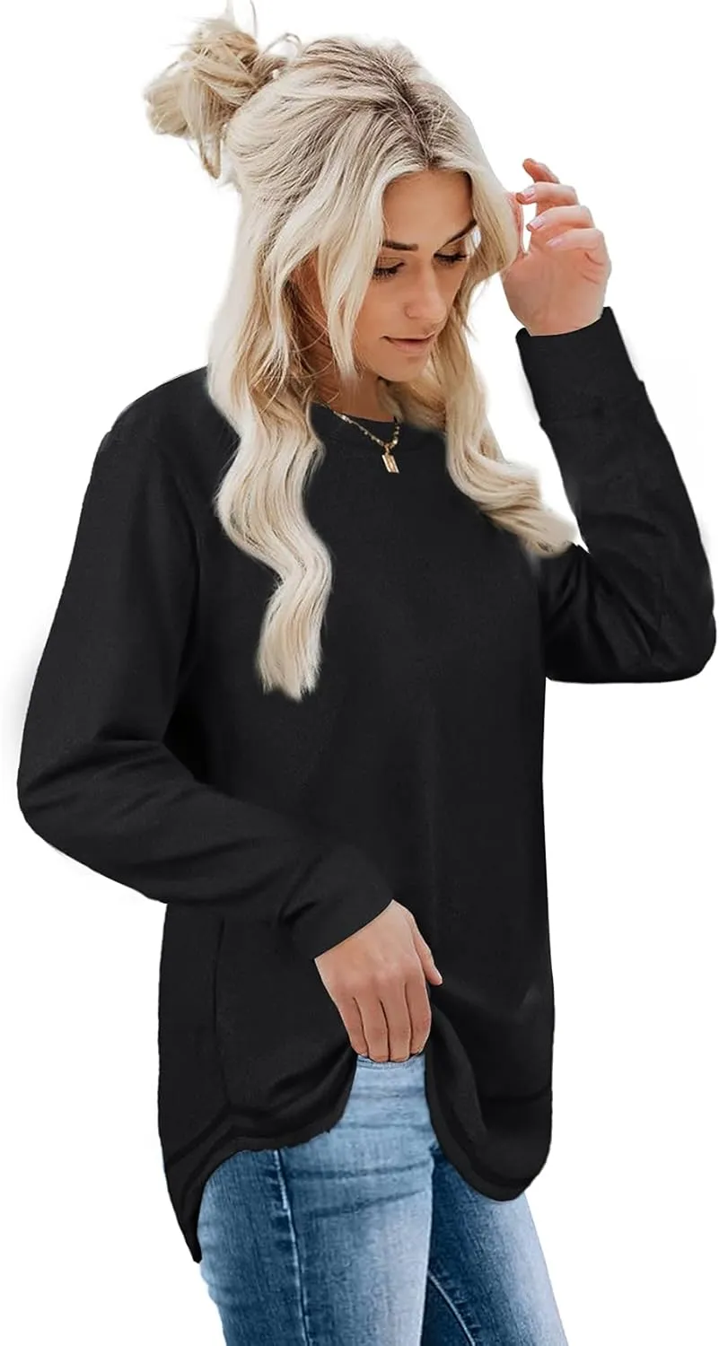 Dofaoo Sweatshirts for Women Crewneck Long Sleeve Shirts Tunic Tops for Leggings Fall Fashion