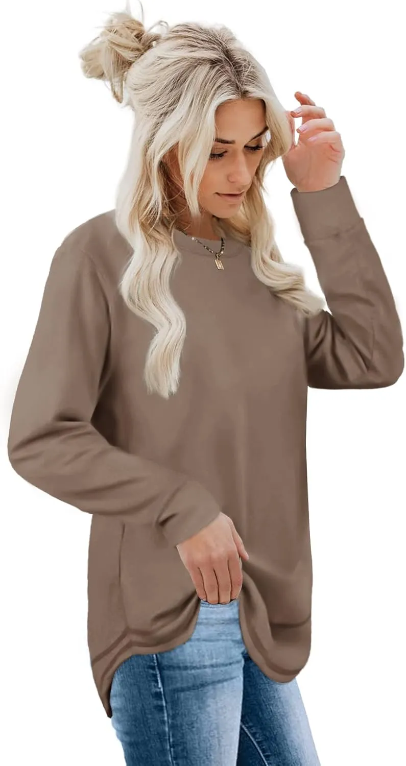 Dofaoo Sweatshirts for Women Crewneck Long Sleeve Shirts Tunic Tops for Leggings Fall Fashion