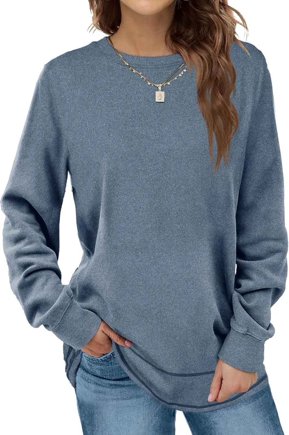 Dofaoo Sweatshirts for Women Crewneck Long Sleeve Shirts Tunic Tops for Leggings Fall Fashion