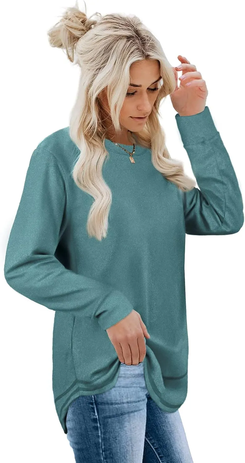 Dofaoo Sweatshirts for Women Crewneck Long Sleeve Shirts Tunic Tops for Leggings Fall Fashion