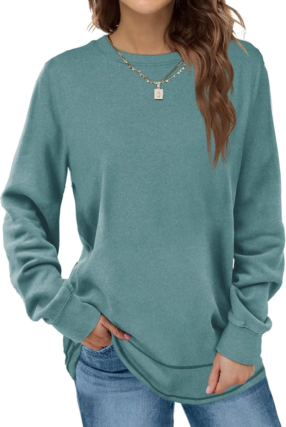 Dofaoo Sweatshirts for Women Crewneck Long Sleeve Shirts Tunic Tops for Leggings Fall Fashion