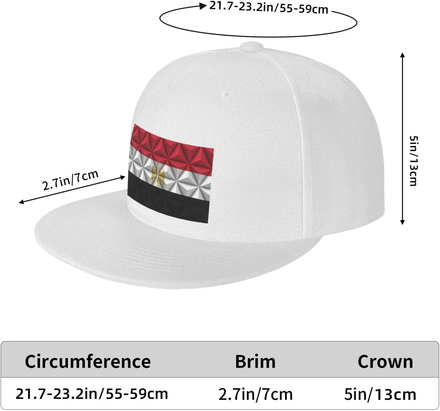 Egyptian Flag with Polygonal Effect Snapback Hat for Men Women Baseball Cap Adjustable Flat Bill Brim Hats